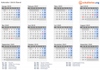 Kalender 2019 mit Ferien und Feiertagen Åland