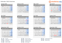 Kalender 2019 mit Ferien und Feiertagen Uusimaa