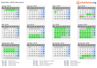 Kalender 2019 mit Ferien und Feiertagen Abruzzen