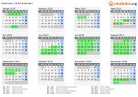 Kalender 2019 mit Ferien und Feiertagen Aostatal