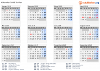Kalender 2019 mit Ferien und Feiertagen Italien
