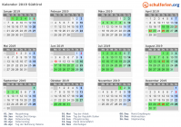 Kalender 2019 mit Ferien und Feiertagen Südtirol