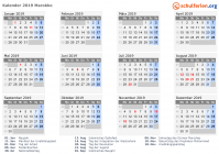 Kalender 2019 mit Ferien und Feiertagen Marokko