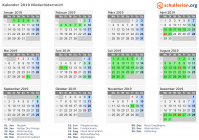 Kalender 2019 mit Ferien und Feiertagen Niederösterreich