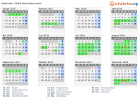 Kalender 2019 mit Ferien und Feiertagen Oberösterreich