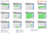 Kalender 2019 mit Ferien und Feiertagen Wien