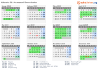 Kalender 2019 mit Ferien und Feiertagen Appenzell Innerrhoden