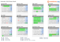 Kalender 2019 mit Ferien und Feiertagen Basel-Stadt