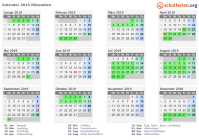 Kalender 2019 mit Ferien und Feiertagen Nidwalden
