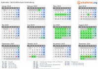 Kalender 2019 mit Ferien und Feiertagen Mährisch Schönberg