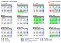 Kalender 2019 mit Ferien und Feiertagen Neutitschein
