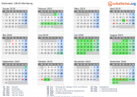 Kalender 2019 mit Ferien und Feiertagen Nimburg