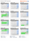 Kalender 2020 mit Ferien und Feiertagen Tasmanien