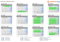 Kalender 2020 mit Ferien und Feiertagen Flandern
