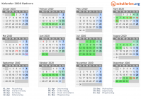 Kalender 2020 mit Ferien und Feiertagen Rødovre
