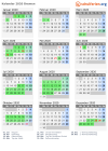 Kalender 2020 mit Ferien und Feiertagen Bremen