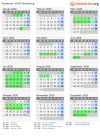 Kalender 2020 mit Ferien und Feiertagen Hamburg