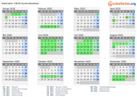 Kalender 2020 mit Ferien und Feiertagen Kymenlaakso
