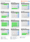 Kalender 2020 mit Ferien und Feiertagen Bordeaux