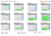 Kalender 2020 mit Ferien und Feiertagen Flevoland (mitte)