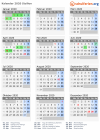 Kalender 2020 mit Ferien und Feiertagen Sizilien