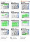 Kalender 2020 mit Ferien und Feiertagen Toskana