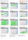 Kalender 2020 mit Ferien und Feiertagen Lebus