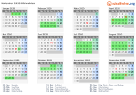 Kalender 2020 mit Ferien und Feiertagen Nidwalden