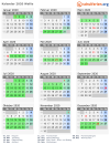 Kalender 2020 mit Ferien und Feiertagen Wallis
