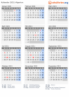 Kalender 2021 mit Ferien und Feiertagen Algerien