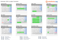 Kalender 2021 mit Ferien und Feiertagen Lyngby-Taarbæk