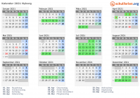 Kalender 2021 mit Ferien und Feiertagen Nyborg
