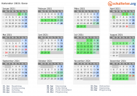 Kalender 2021 mit Ferien und Feiertagen Sorø