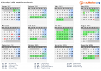 Kalender 2021 mit Ferien und Feiertagen Vesthimmerlands