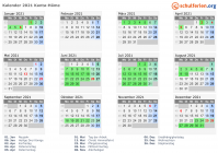 Kalender 2021 mit Ferien und Feiertagen Kanta-Häme
