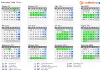 Kalender 2021 mit Ferien und Feiertagen Dijon