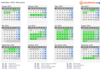 Kalender 2021 mit Ferien und Feiertagen Abruzzen