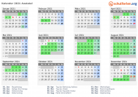 Kalender 2021 mit Ferien und Feiertagen Aostatal