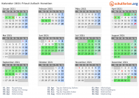 Kalender 2021 mit Ferien und Feiertagen Friaul-Julisch Venetien