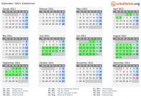 Kalender 2021 mit Ferien und Feiertagen Kalabrien