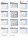 Kalender 2021 mit Ferien und Feiertagen Nepal