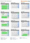 Kalender 2021 mit Ferien und Feiertagen Canterbury