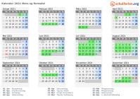 Kalender 2021 mit Ferien und Feiertagen Møre og Romsdal