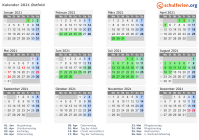 Kalender 2021 mit Ferien und Feiertagen Østfold