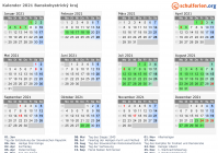 Kalender 2021 mit Ferien und Feiertagen Banskobystrický kraj