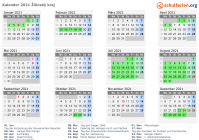 Kalender 2021 mit Ferien und Feiertagen Žilinský kraj