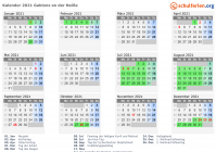 Kalender 2021 mit Ferien und Feiertagen Gablonz an der Neiße