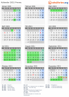 Kalender 2021 mit Ferien und Feiertagen Prerau