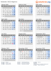 Kalender 2022 mit Ferien und Feiertagen Algerien