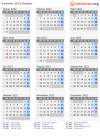 Kalender 2022 mit Ferien und Feiertagen Belgien